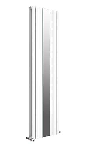 VeeBath Lyon White Low Carbon Mild Steel Vertical Flat Double Panel Mirror Bathroom Heating Radiator - 1800 x 505mm