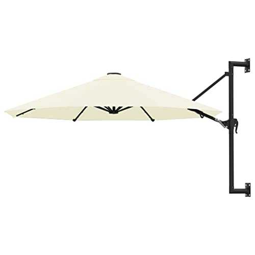 Sand Fabric + metal Home Garden Outdoor LivingWall-Mounted Parasol with Metal Pole 300 cm Sand