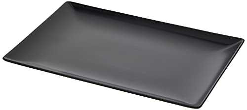 drinkstuff Midnight Rectangular Coupe Plates Black 30 x 20cm - Pack of 6 | Stoneware Plates