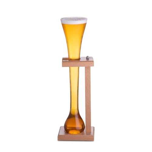 bar@drinkstuff Glass Half Yard of Ale with Stand Half Yard Glass on Traditional Birch Wood Stand