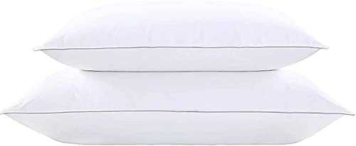 QIXIAOCYB Goose Feather And Down Pillows 100% Cotton Shell Soft Comfortable Hotel Quality Pillows Memory White Goose Feather Pillows 2 Pillows