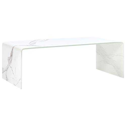 Coffee Table, Side Table End Table Cocktail Table Centre Table Sofa Table Tea Table Coffee Table White Marble 98x45x31 cm Tempered Glass