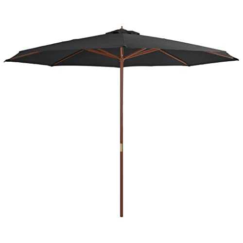 Cover Anthracite Frame Laminated bamboo and hardwood Home Garden Outdoor LivingOutdoor Parasol with Wooden Pole 350 cm Anthracite