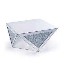 schwarze Modern Crushed diamond mirrored sparkle glitz coffee table, square mirror table