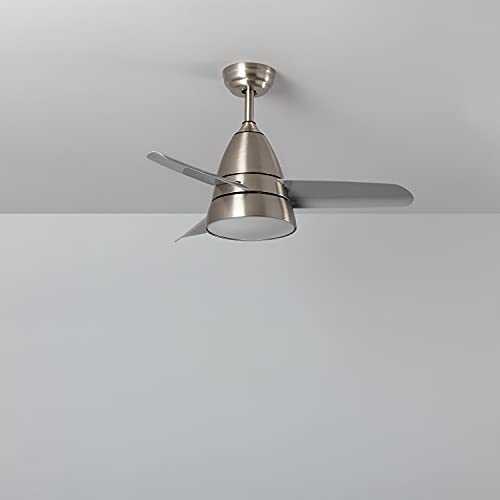 TECHBREY Silver 55W 'Industrial' LED Ceiling Fan with Selectable CCT Adjustable (Warm-Daylight-Cool)