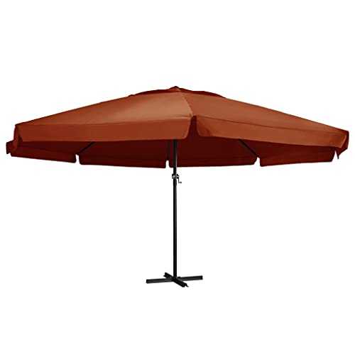 Terracotta Fabric (100% polyester) with PA coating, aluminium, steel Home Garden Outdoor Living47375 Outdoor Parasol with Aluminium Pole 600 cm Terracotta