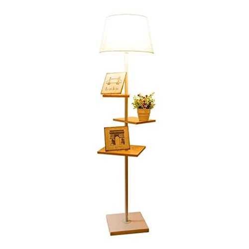 OLTETZ Lamp Stand Floor Lamp Standing Light Modern Iron Floor Lamp with 3 Wood Shelves Living Room Bedroom Bedside Lamp Floor Light Study Creative Standing Lamp Standing Lamp