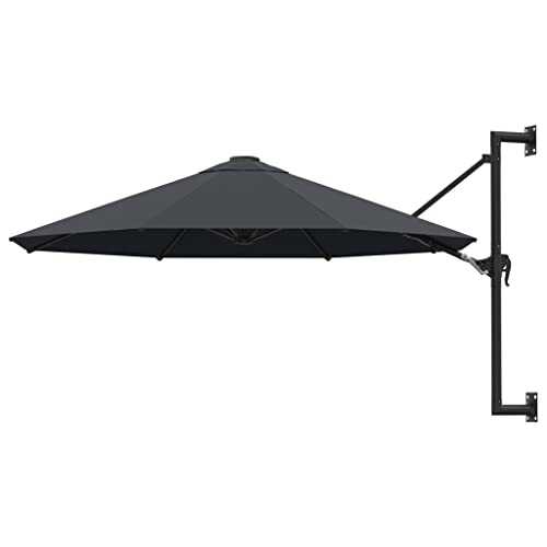 Anthracite Fabric + metal Home Garden Outdoor LivingWall-Mounted Parasol with Metal Pole 300 cm Anthracite