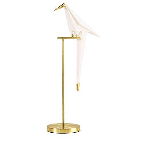 LED Post-modern Desk Lamp, Antique Brass Accents, Personality Fashion Study Thousand Paper Crane Bird Table Light Switch Button,Creative Art Living Room Bedroom Bedside Table Lamps
