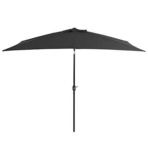 Anthracite Fabric + steel pole and ribs Home Garden Outdoor LivingOutdoor Parasol with Metal Pole 300x200 cm Anthracite
