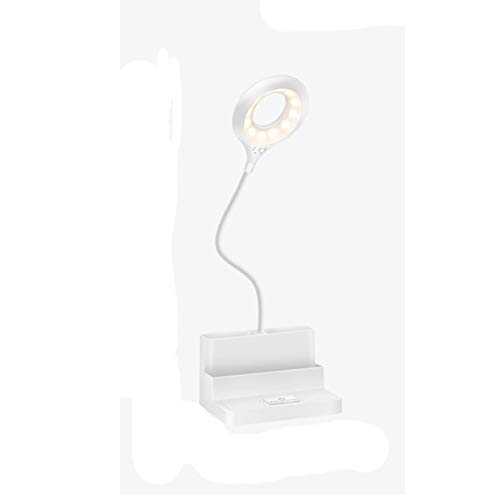 ZLMAY LED Desk Lamp Rechargeable Desk Light with USB Charging Port Pen Holder for Kid Child College Bedroom Reading (Color : White)