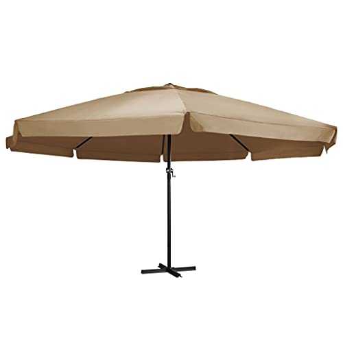 Taupe Fabric (100% polyester) with PA coating, aluminium, steel Home Garden Outdoor Living47373 Outdoor Parasol with Aluminium Pole 600 cm Taupe