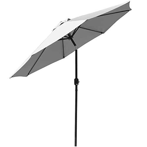 Garden Parasol Outdoor Sun Shade for Patio/Beach/Pool Umbrellas with Winding Crank & Tilt Function (grey)