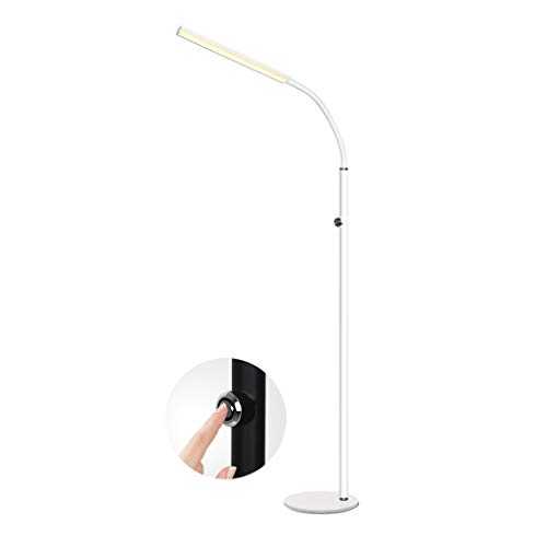 Floor Lamp Floor Light Iron Upright Piano Floor Lamp, Angle Adjustable LED Eye-Cared Office Touch Dual Color Temperature Dimming Living Room Floor Lamp LED Standing Lamp (Color : White)
