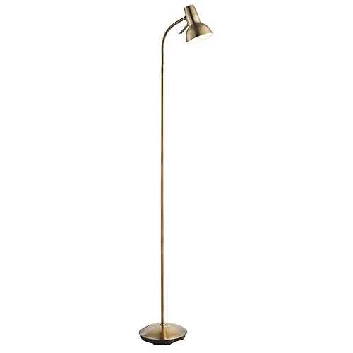 Amalfi Standing Floor Lamp - Antique Brass Finish - Flexible Gooseneck Task Floor Reading Lamp - Rocker On/Off Switch - Tall Indoor GU10 LED Floor Lamp