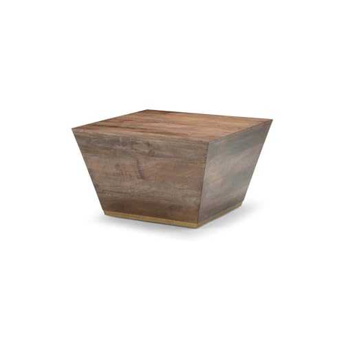 SIMPLIHOME Abba SOLID MANGO WOOD 28 inch Wide Square Modern Coffee Table in Dark Brown, Fully Assembled, for the Living Room and Family Room
