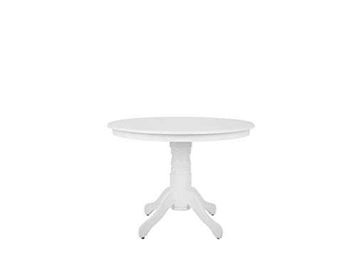 Beliani Vintage Retro Round Wooden Dining Room Pedestal Table 100 cm White Akron