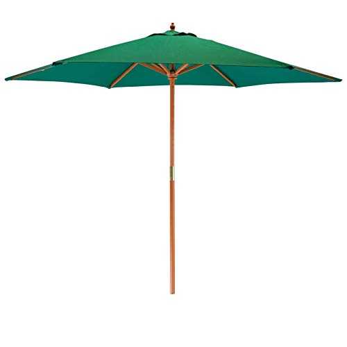 Harbour Housewares Sun Parasol Umbrella - Pully Operated, Hardwood, Polyester Garden Shade - 2.7m - Green