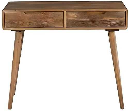 Oak and Pine Online Scandi 2 Drawer Console Table Solid Mango Ercol Inspired Retro Living Room Furniture