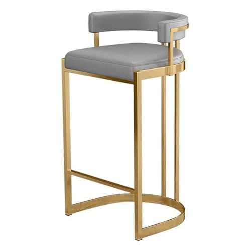Artiz Modern Counter Height Bar Stools PU Upholstered Gold Bar Stools With Backs 39 Inch Kitchen Island Stools With Gold Metal Frame For Kitchen Dining Bar Chairs (Color : Gray, Size : 53x48x90cm)