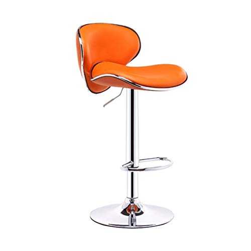 Gcxjbd Padded Stool Sponge Chair Swivel Kitchen Bar Stools Breakfast Bar Table Leather Dining Chairs Adjustable Height Saddle Stool with Back (Color : Orange)