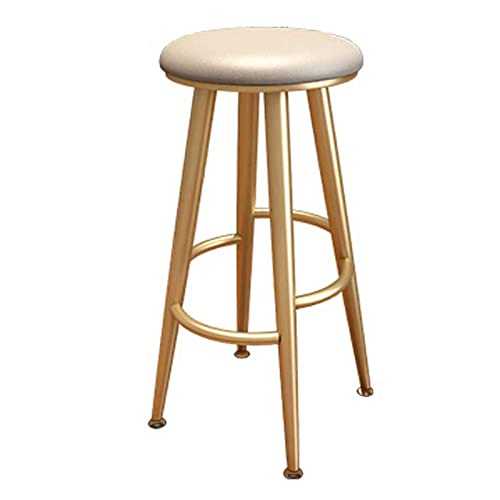 Bar Stools with PU Artificial Leather Fabric and Metal Leg, Outdoor Garden Bar Stools, Breakfast Bar Chairs Dining Stools for Kitchen Island Counter, Sitting Height 70cm (Color : B-Gold)