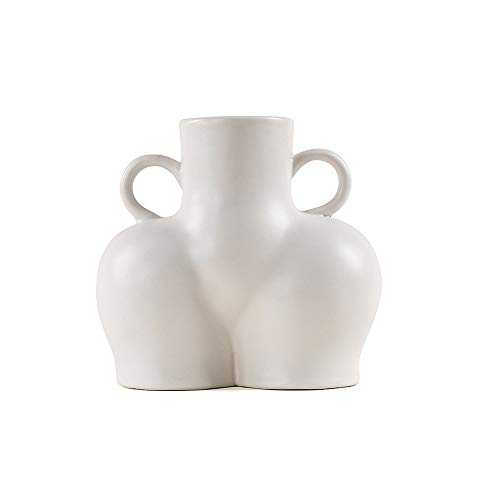 Maygone Modern White Ceramic Female Bottom Vase Women Handicraft Flowers Vases For Living Room Bedroom Home Decorations