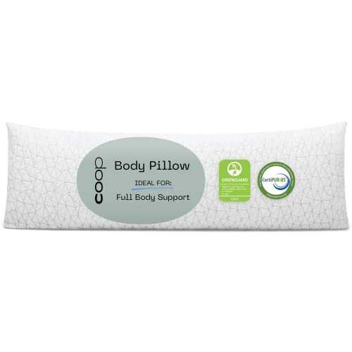 Coop Home Goods 20X54-Inch Shredded Memory Foam Body Pillow With Bamboo Derived Viscose Rayon And Polyester Blend Cover