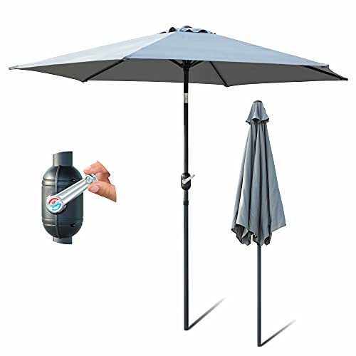 Olsen & Smith Panama Large 2.7m Grey Tilting Garden Parasol Umbrella with Tilt & Crank Mechanism for Patio & Lawn | Showerproof | UV 30 | Trolley Bag
