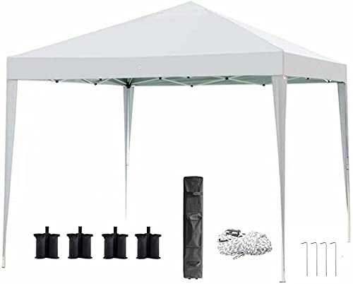 Qdreclod Pop Up Gazebo Tent 3m x 3m, Portable Instant Commercial Gazebo Canopy Outdoor Party Tent Garden Heavy Duty Gazebo Event Shelter With Carry Bag and 4 Leg Weight Bags, Stakes and Ropes (White)