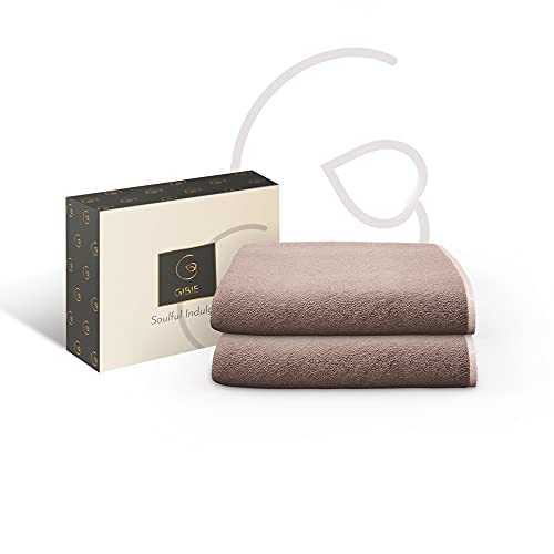 GIBIE Quick Dry Bath Towels | Cotton and Bamboo Towels | Natural Ayurvedic Bath Towels | Herbally-Dyed Absorbent Towels | Luxury Towels Made without Synthetic Chemicals | 2 Count - Hazel Brown