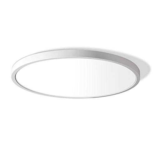 12 Inch 24W LED Flush Mount Ceiling Light Fixture, 5000K Daylight White,3200LM, LED Round Ceiling Lighting, 240W Equivalent White Ceiling Lamp for Closets, Kitchens, Stairwells, Bedrooms.etc.