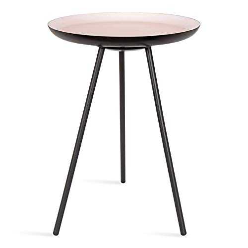 Kate and Laurel Laranya Modern Side Table, 15" x 15" x 22.5", Pink and Black, Glam Minimalist End Table
