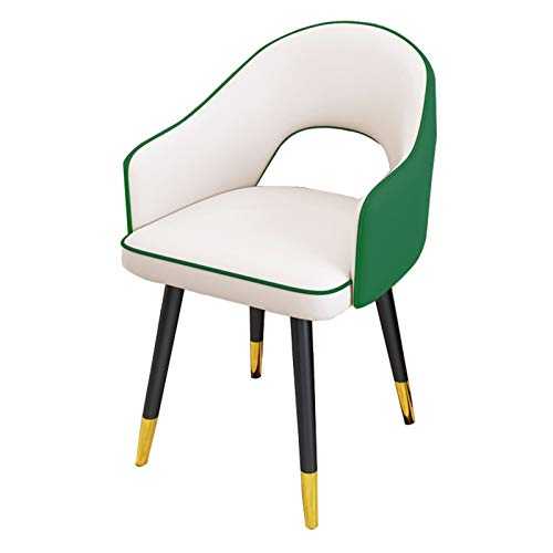 WLZWZ Modern Kitchen Dining Room Chairs Leather Dining Chairs Living Room Armchair with Black Metal Legs And Backrest For Living Room Bedroom Kitchen (Color : White+green)