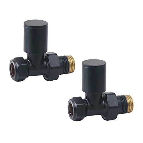 Wentworth Bathrooms Straight Round Black Valves for Radiators & Towel Rails (Pair) | For Heated Towel Rails & Central Heating Radiators