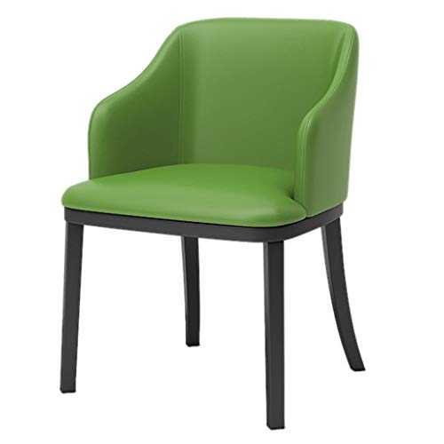 WLZWZ Modern Kitchen Dining Room Chairs Living Room Armchair Modern Leather High Back Padded Soft Seat Dining Chairs Black Metal Legs Lounge Side Chair (Color : Green)