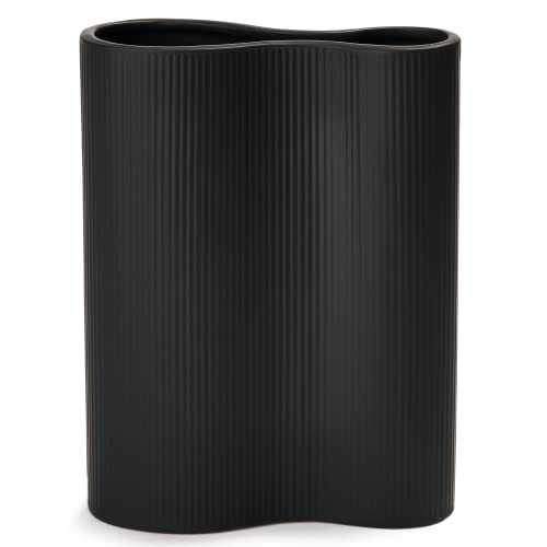 Luxe Infinity Matte Black Vase. 9” Tall Vase for Flowers. Black Ceramic Vase for Home Decor. Pampas Grass Vase. Black Flower Vase for Decor. Decorative Modern Vase. Geometric Vase Black Home Decor