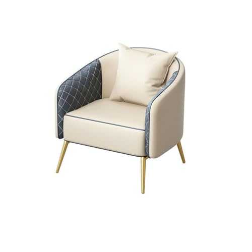 High Back Living Room Chairs with Arms, Faux Leather Accent Arm Chair Barrel Round Club Tub Sofa Chair for Bedroom Corner Chair with Thick Padded Backrest and Seat Cushion Modern Style (Color : A)