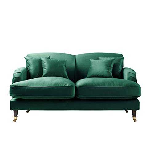 Roseland Furniture - Piper Green Velvet Fabric Sofas and Couches for Living Room - Traditional 2 Seater - 3 Seater - Reversible Corner Chaise Couch with Footstool (Jasper, 2 Seater)