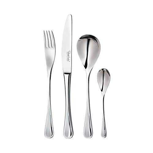 Robert Welch RW2 Bright Cutlery Place Setting, 24 Piece Set for 6 People. Made from Stainless Steel.