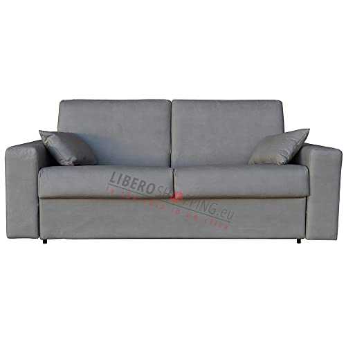 3 seater sofa bed 202 cm in upholstered Nabuk ROLLER Taupe