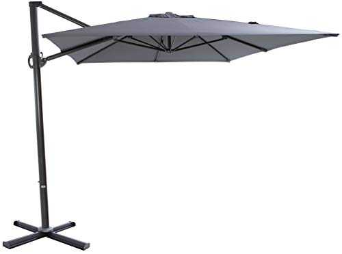 SORARA ROMA Basic Cantilever Parasol | Grey | 250 x 300 cm | Rectangular Sun Shading Garden Umbrella