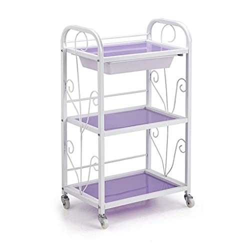 GAXQFEI Foyer Rack 3-Tier Beauty Cart with Wheels, Multifunctional Storage Shelves for Beauty Salons Classroom Book Room Rolling Organization Cart for Storage,a,46.5 * 30 * 80Cm