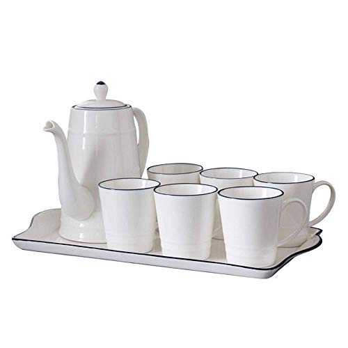 Tea Set Nordic Style Afternoon Tea Bone China Teacup Set Sleek Minimalist Coffee Cup Set Is Perfect For Home And Office Cafes European Retro Tea Set (Color : White, Size : Set Of 6)
