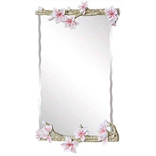 European rectangular bathroom Makeup Vanity Dressing Shaving Hanging Bathroom Decorative lily mirror frame((A 48 * 92CM)