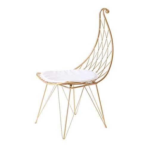 HYY-YY Leisure Chair Wrought Iron Bar Chair Golden Backrest Modern Dining Chair Metal Wire Bar Chair -Gold/Leaf shape Barstools & High stool