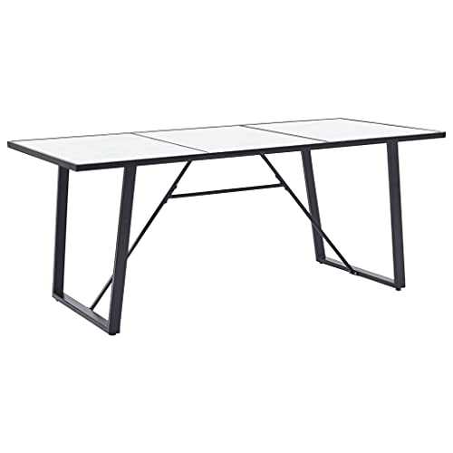 AGGEY Furniture,Tables,Kitchen,Dining Table White 180x90x75 cm Tempered Glass,Dining Room Tables