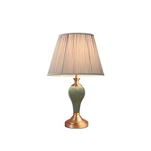 XYJHQEYJ Desk Lamps Brass Bedside Lamp, Table Lamps for Living Room, Ceramic Lamp Decorative Lighting Reading Lamp, Fabric Lamp Shade