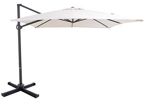 SORARA ROMA Classic Cantilever Parasol | Sand | 300 x 300 cm | Square Sun Shading Garden Umbrella
