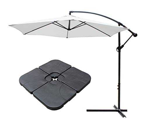 All Seasons Gazebos Ross James premium garden parasol umbrella with crank handle including base weight (Grey)